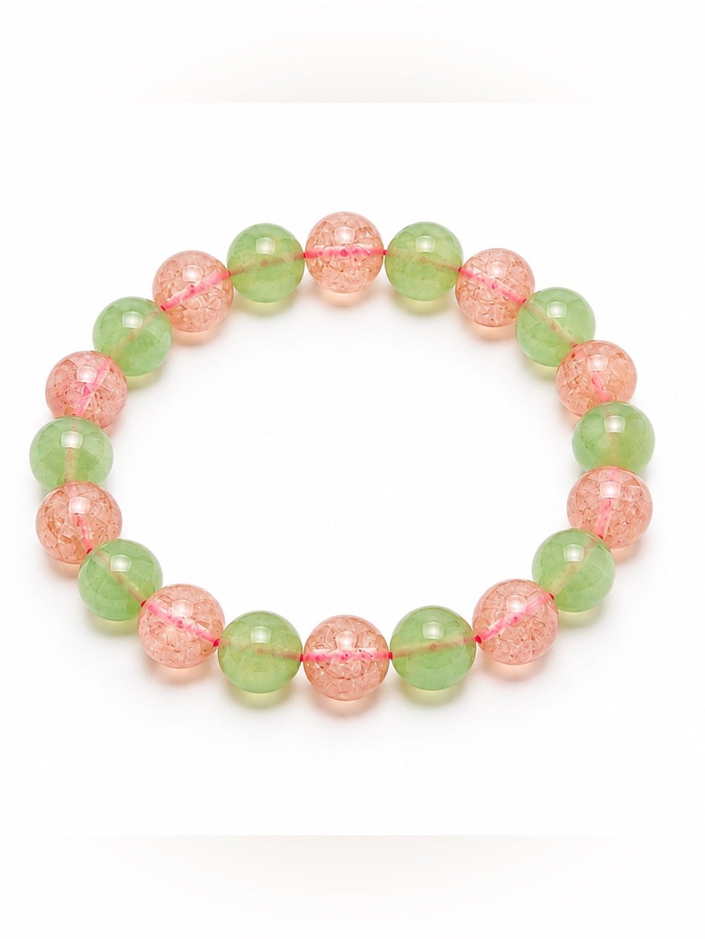 Green & Pink Crystal Beaded Bracelet